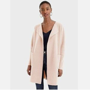 J CREW Juliette Collarless Sweater Blazer Cardigan Pink Merino Wool/Cotton S